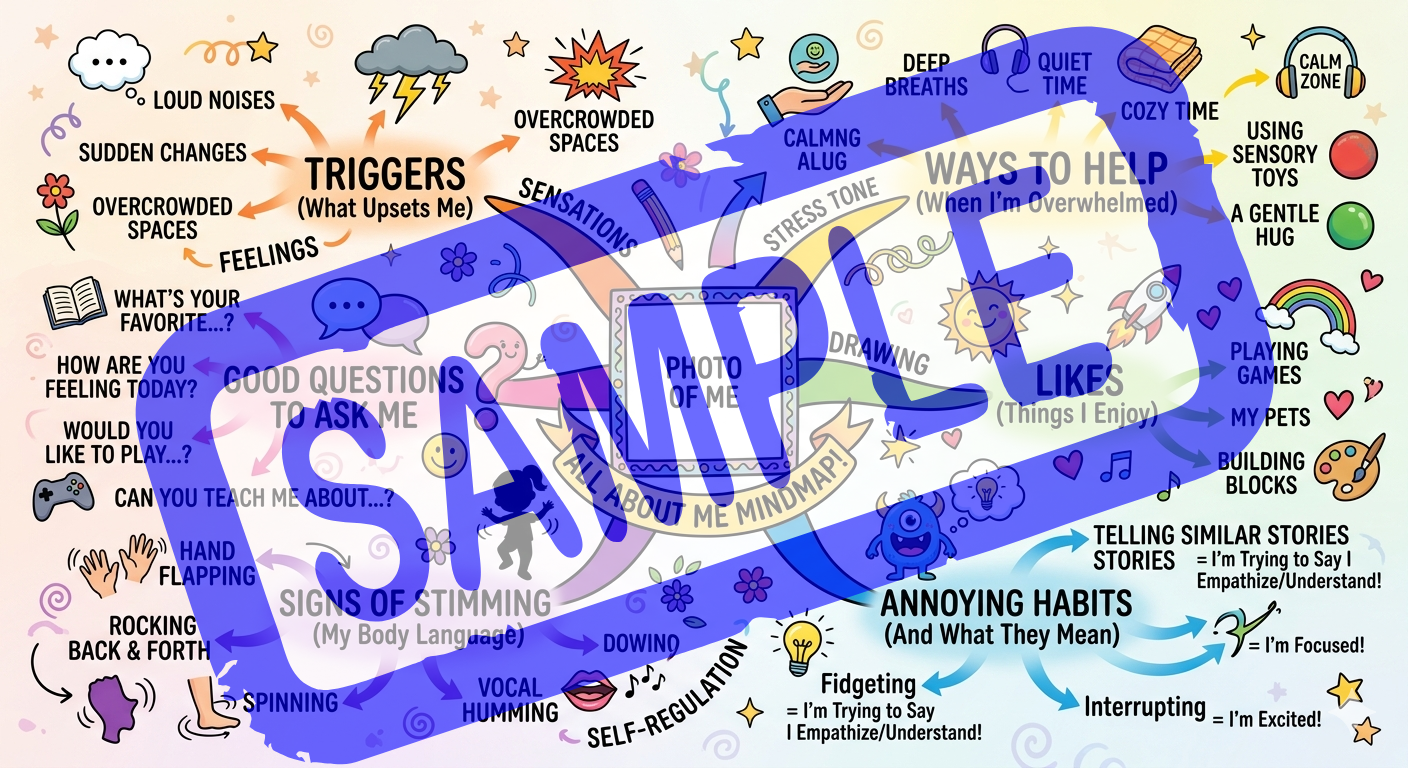 Autism infographic with triggers and coping strategies
