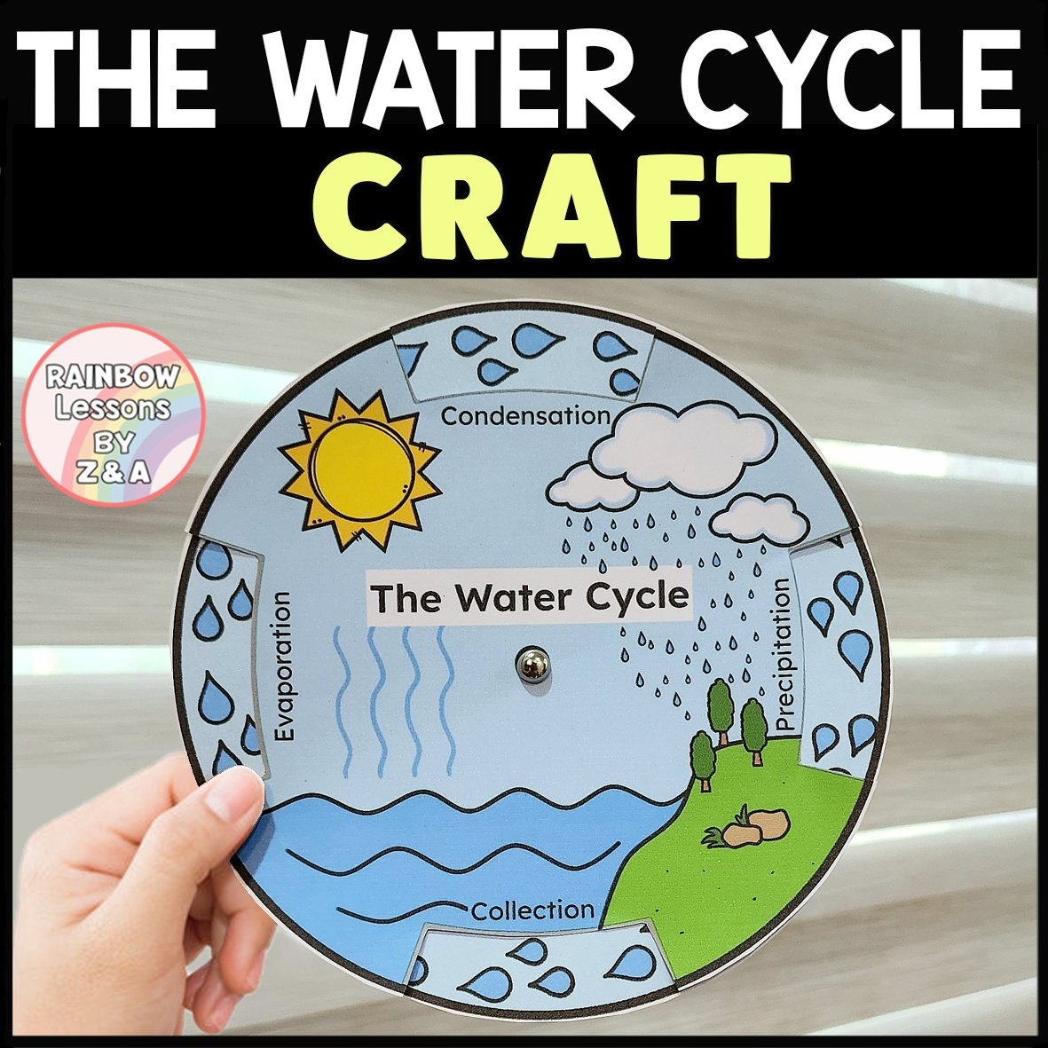 Hand holding circular water cycle craft model