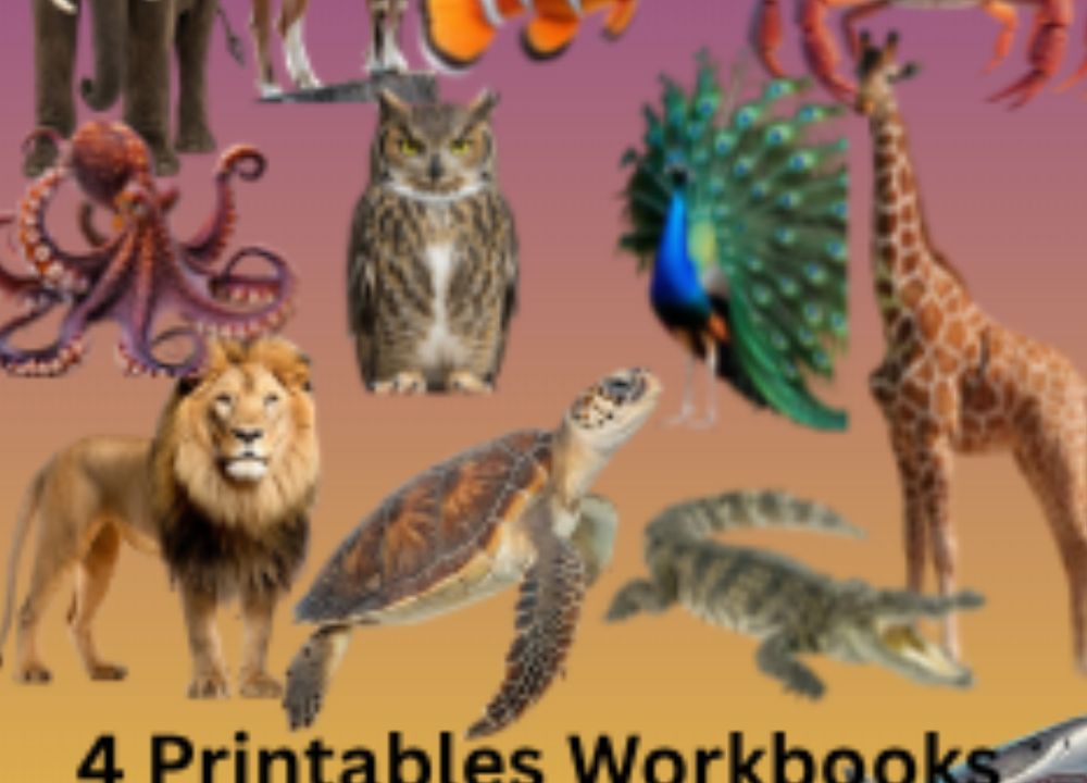 Animal trace and write printable workbook cover