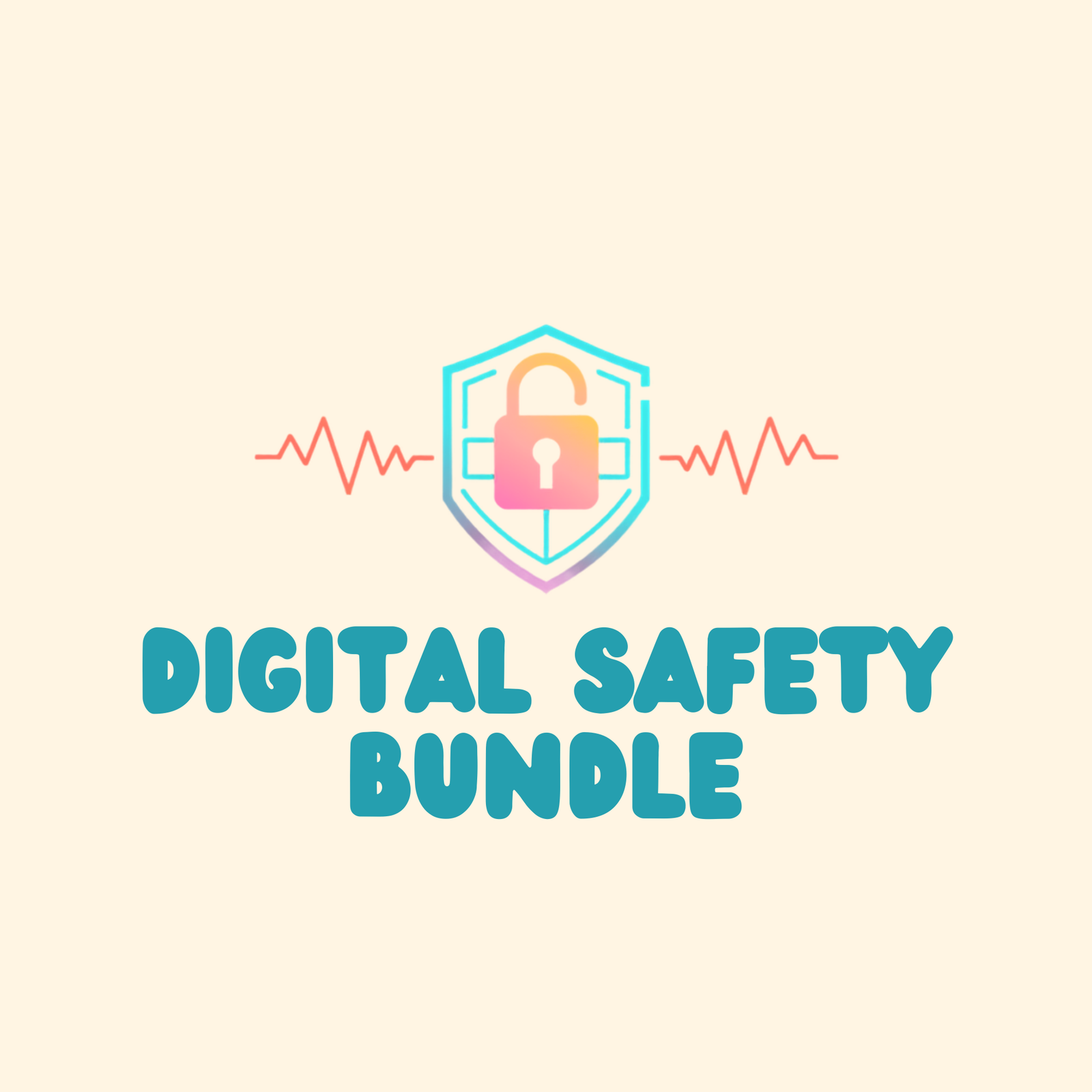 Shield and padlock with heartbeat lines icon