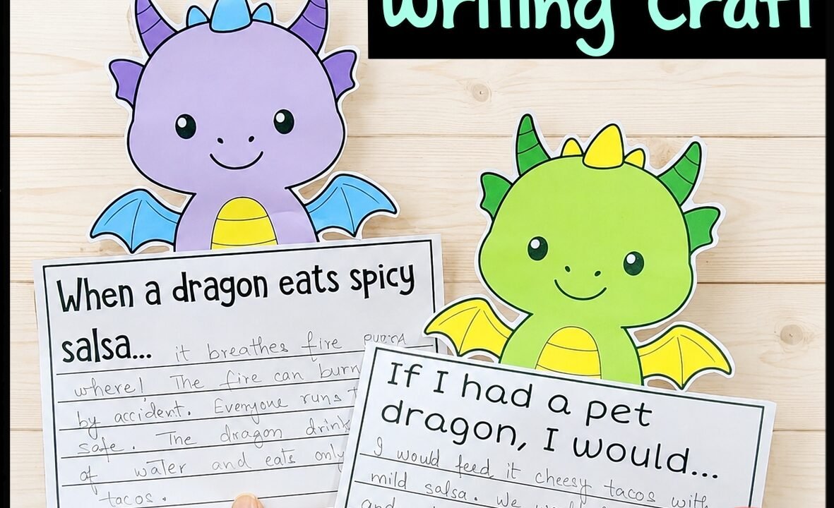 Dragons Love Tacos writing craft with worksheets