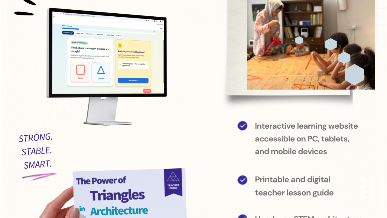 STEM lesson poster about triangles in architecture