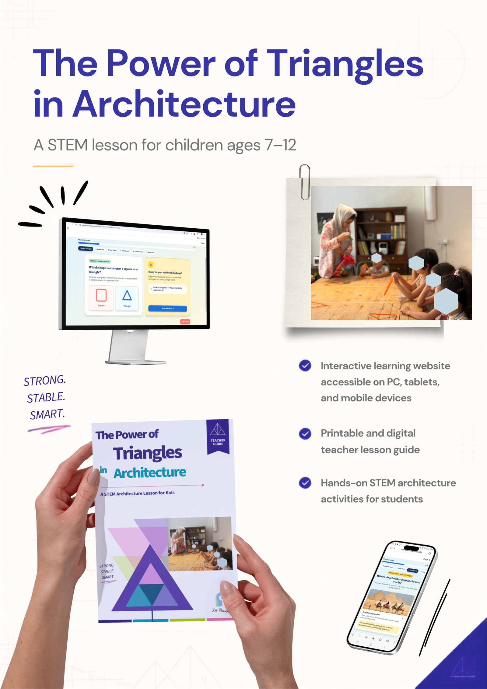 STEM lesson poster about triangles in architecture