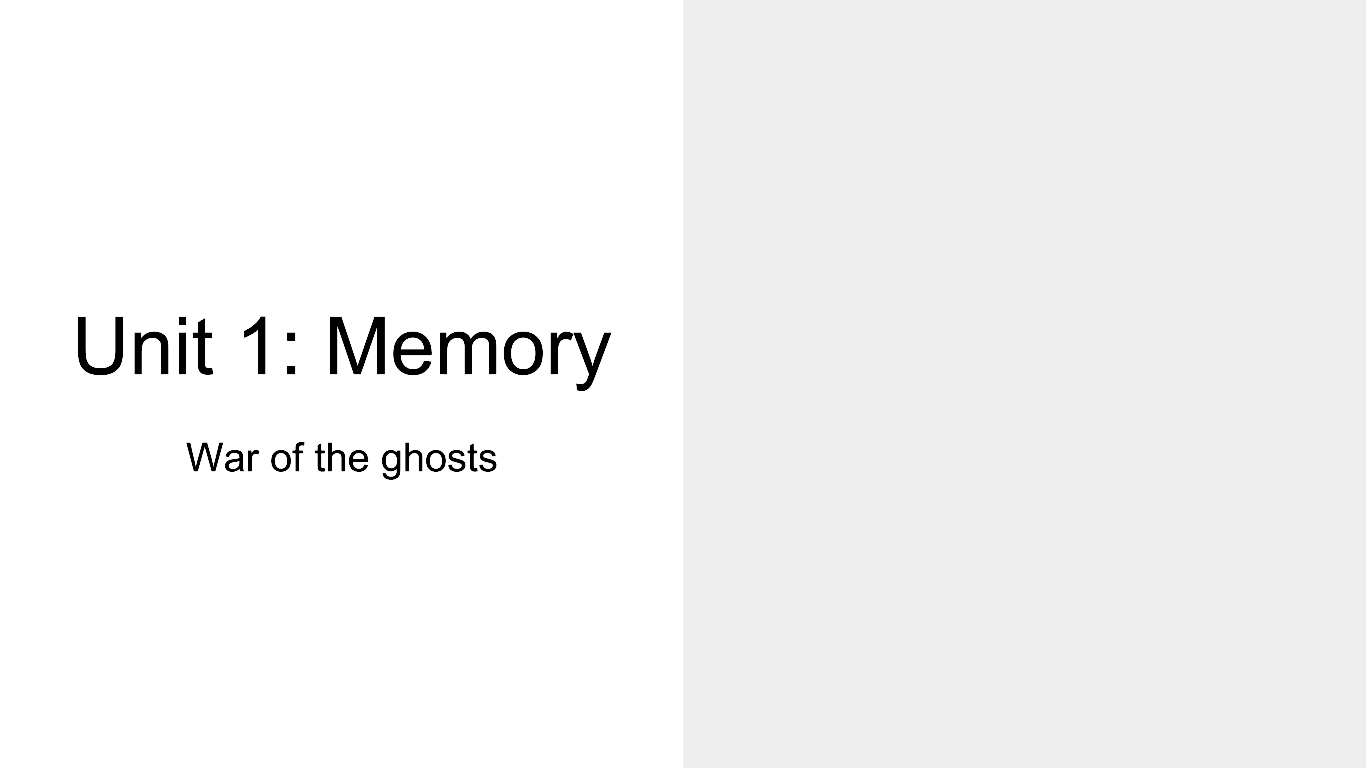 Slide titled Unit 1: Memory