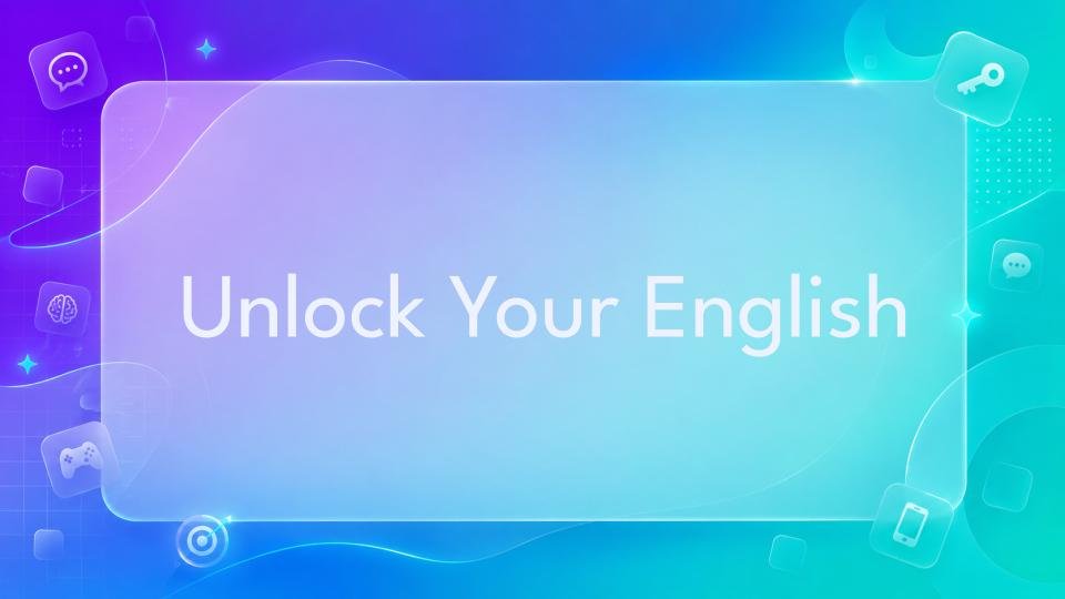 Unlock Your English text on colourful gradient background