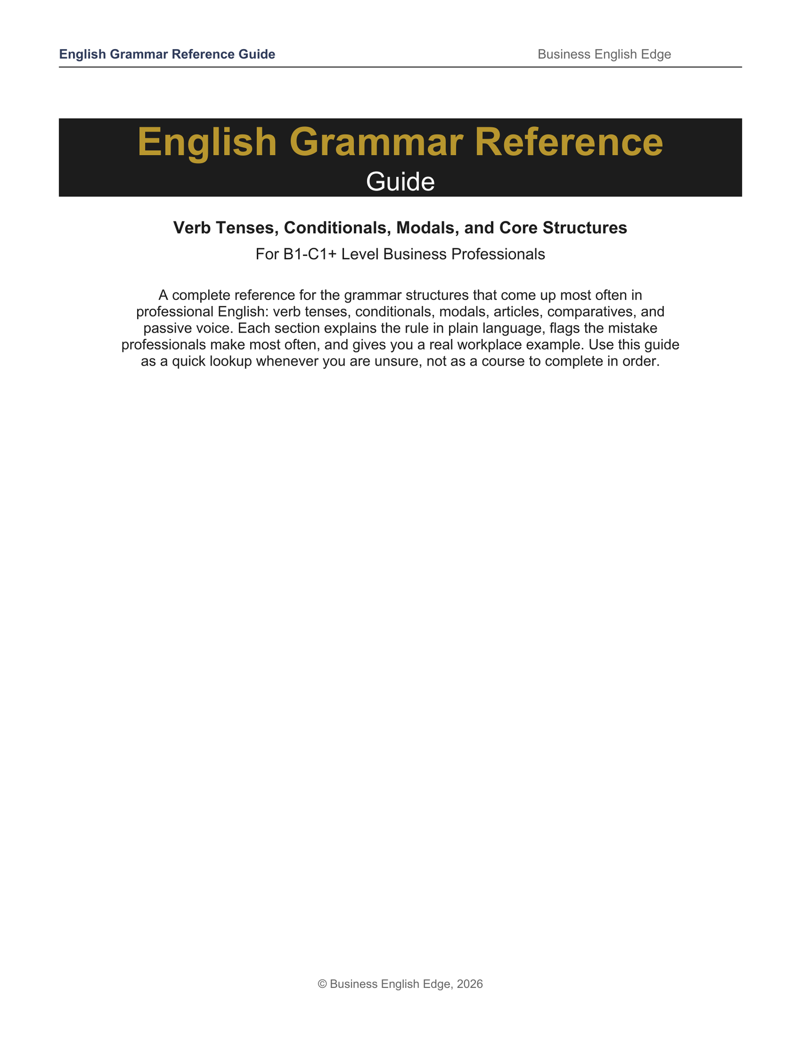 English Grammar Reference Guide cover page preview