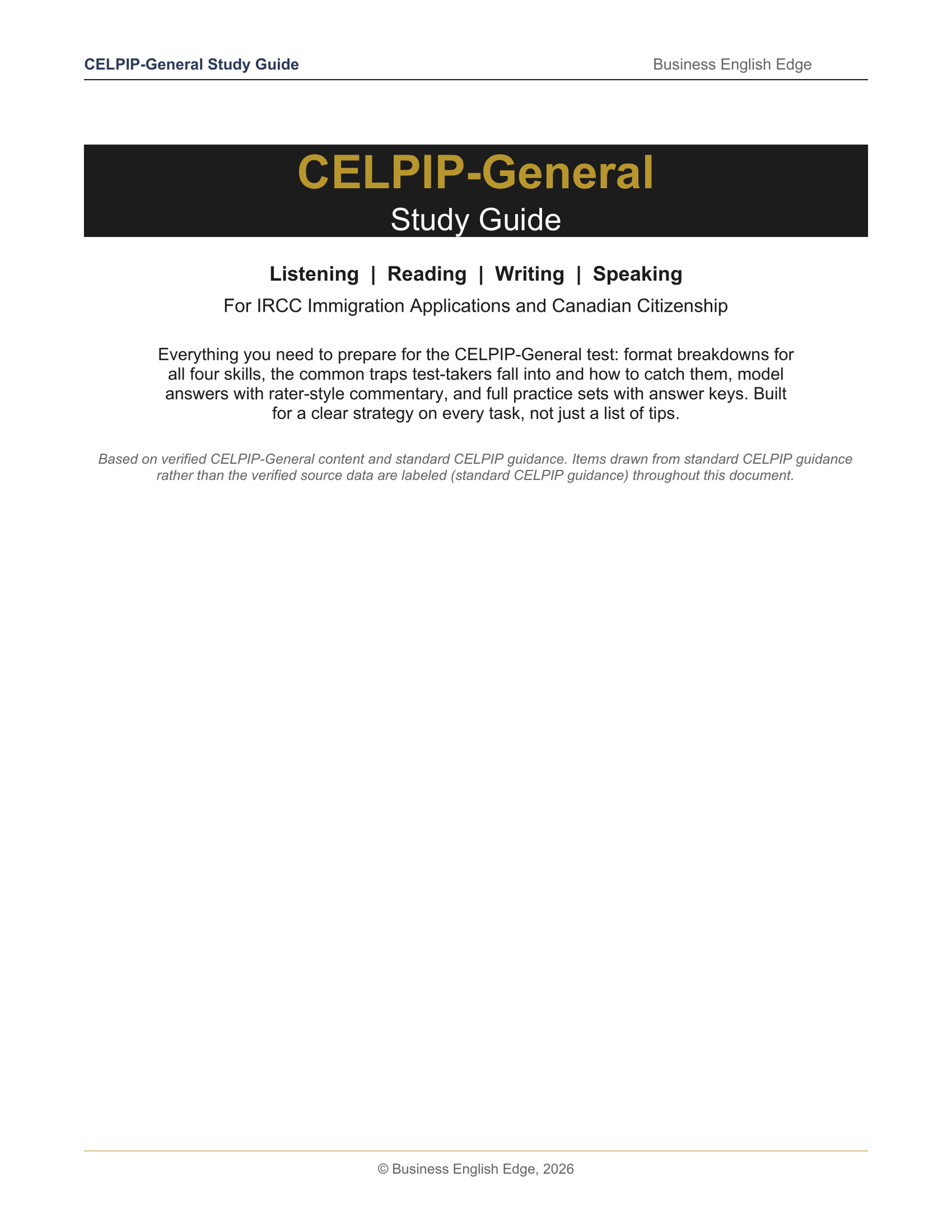 CELPIP General Study Guide cover page preview