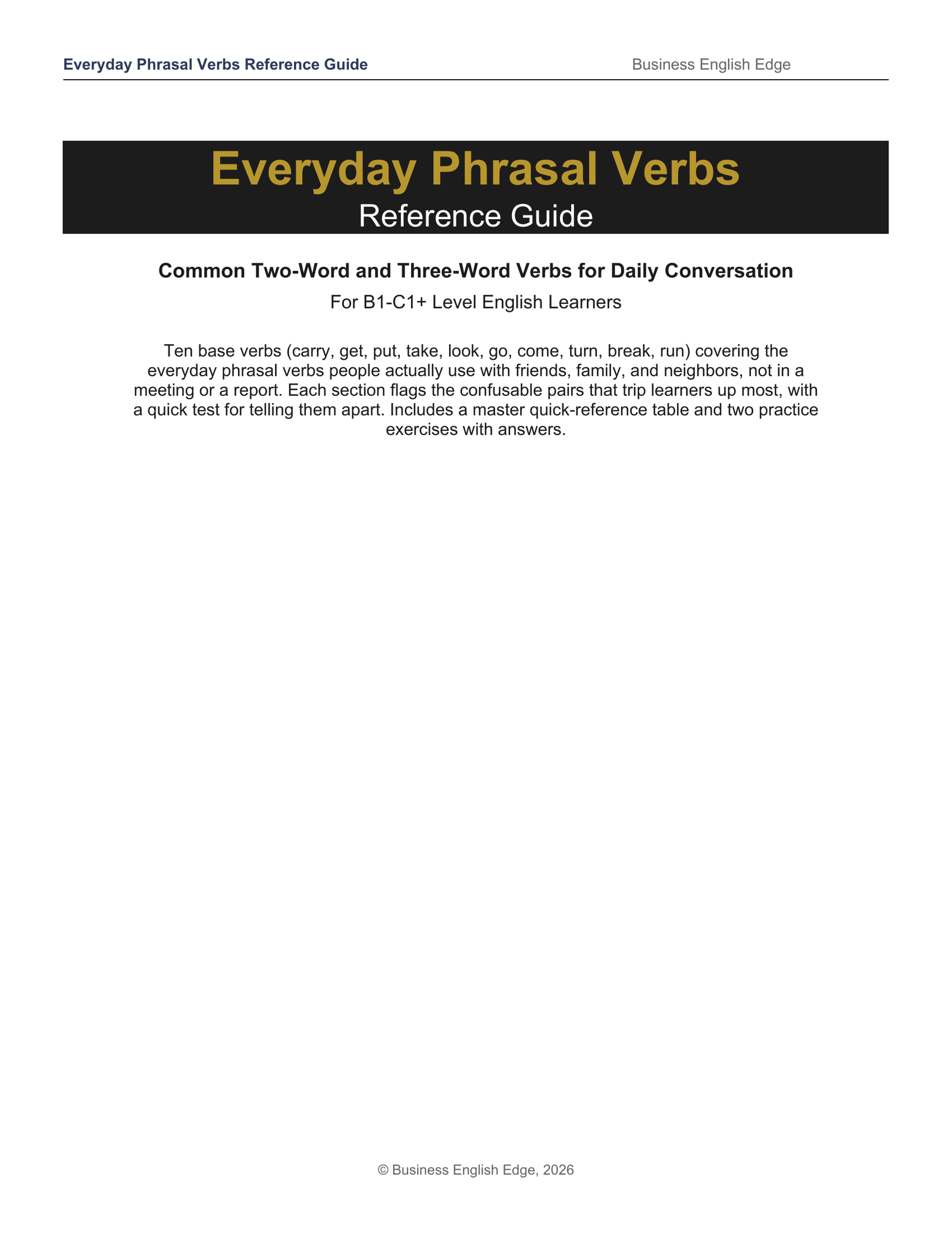 Everyday Phrasal Verbs Reference Guide cover page preview