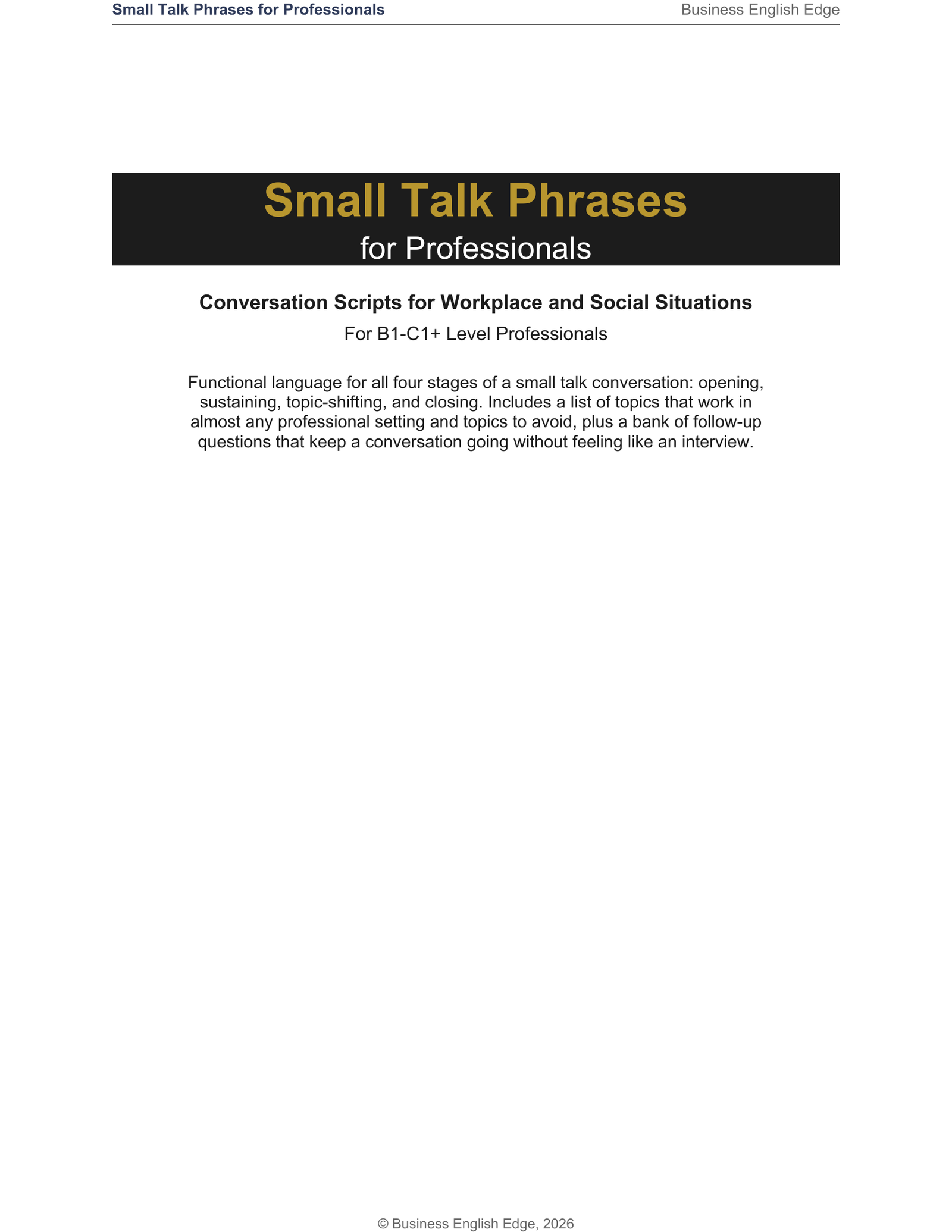 Small Talk Phrases for Professionals cover page preview