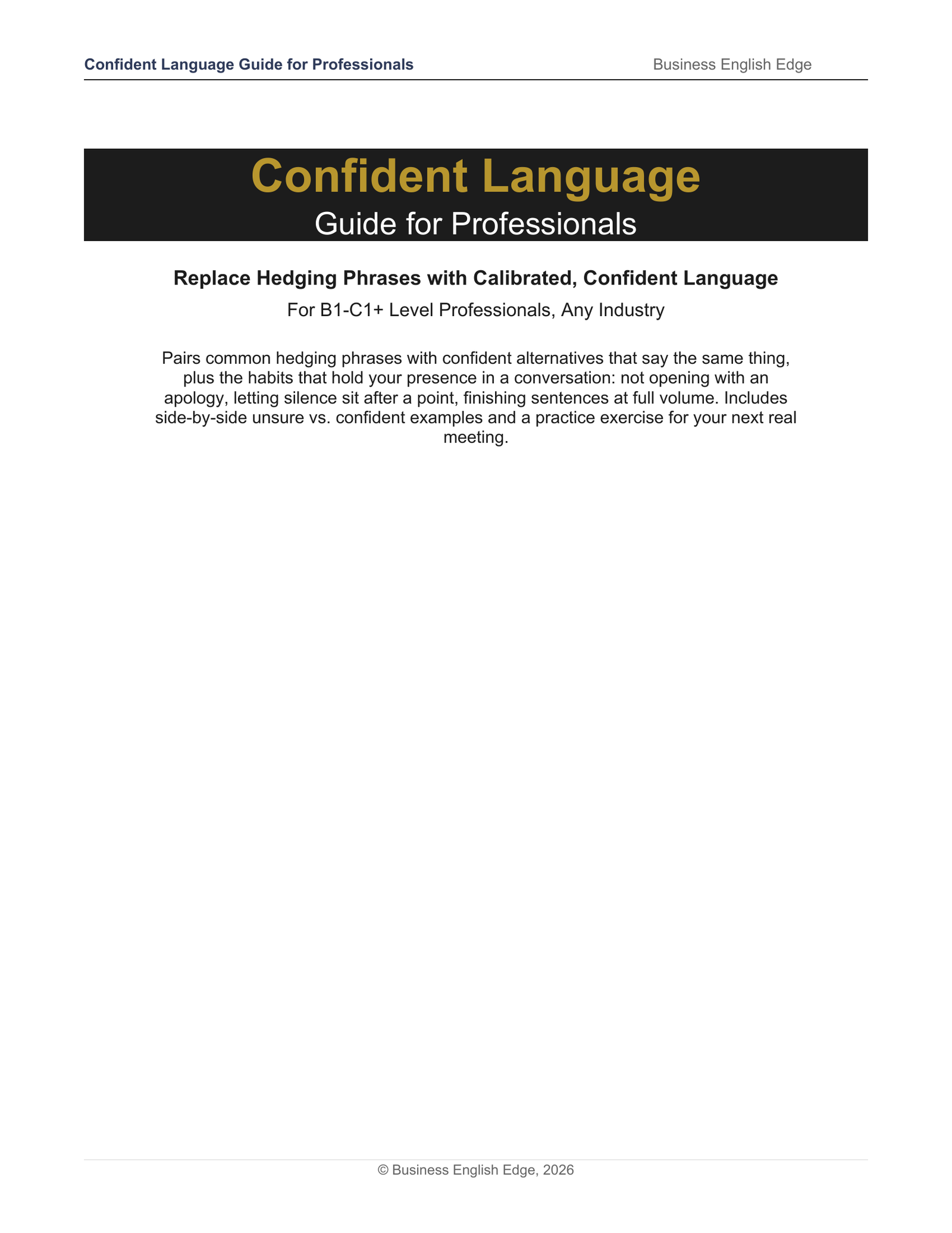 Confident Language Guide for Professionals cover page preview