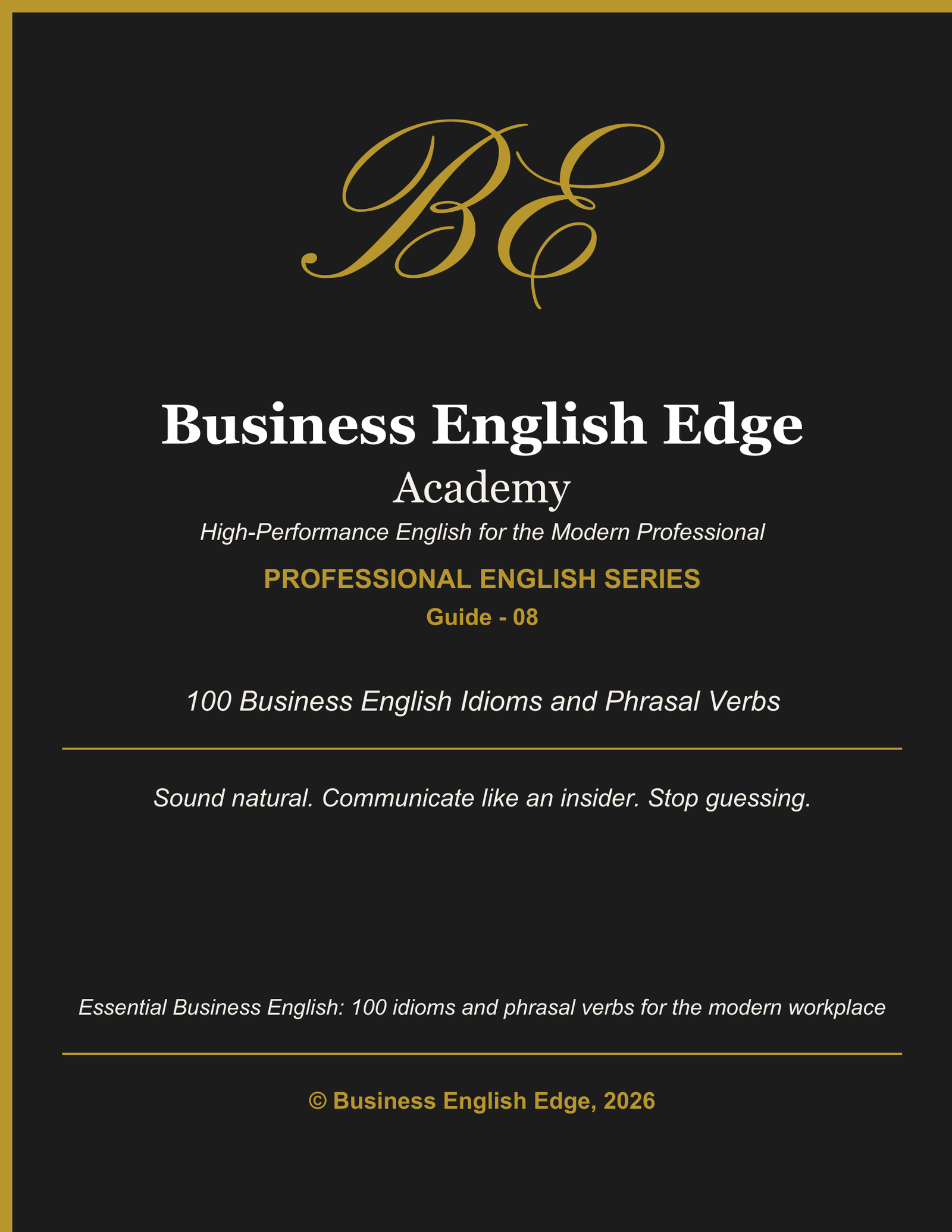 Business English Edge Professional English Series cover for Business English Idioms and Phrasal Verbs, a PDF for B1-C1+ level professionals