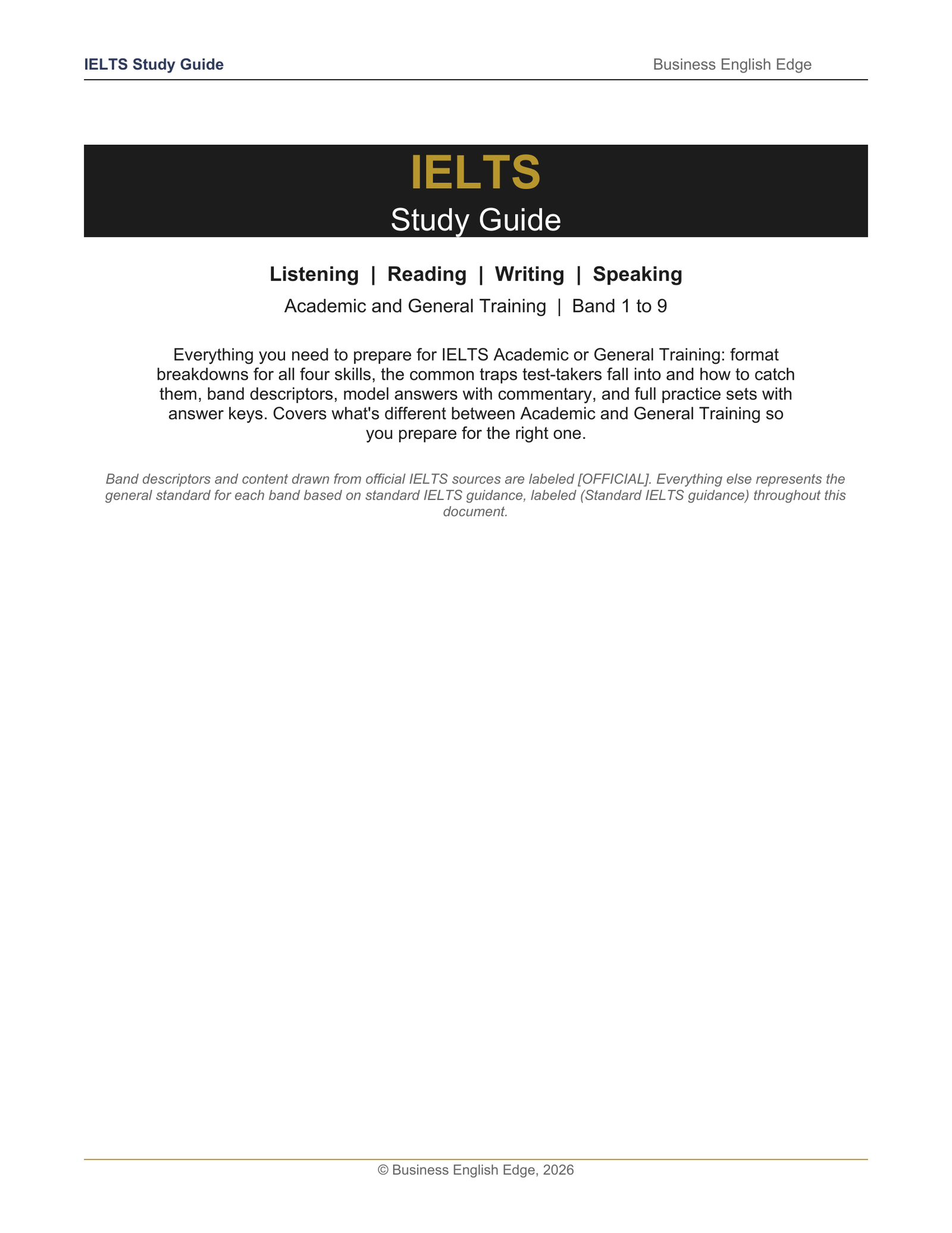 IELTS Study Guide cover page preview