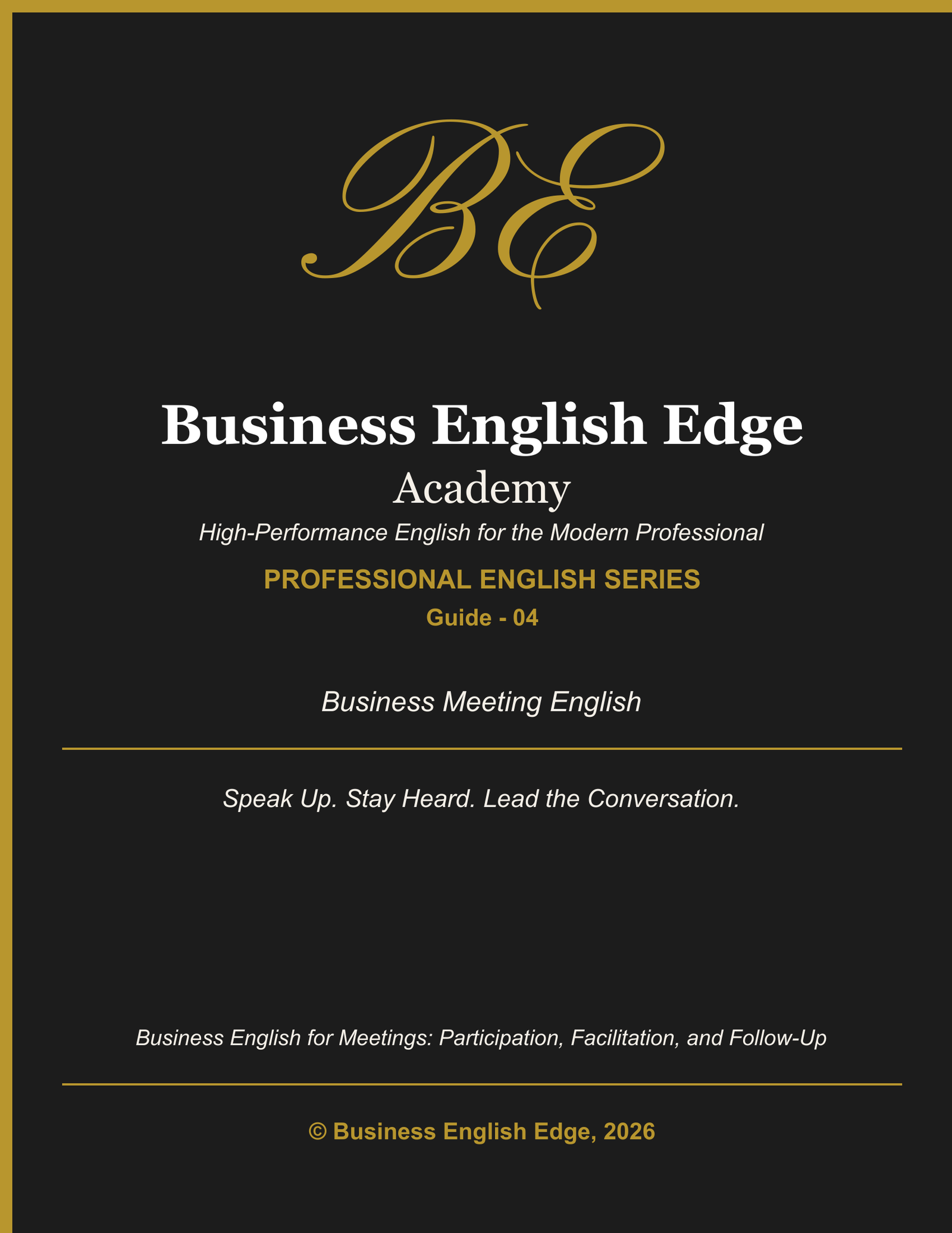 Business English Edge Professional English Series cover for English for Meetings, a PDF for B1-C1+ level professionals