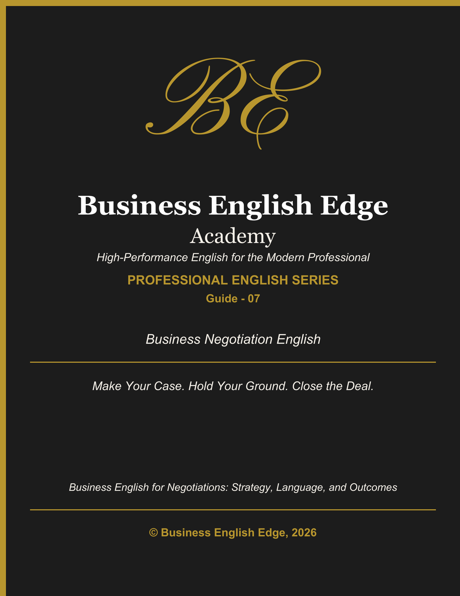 Business English Edge Professional English Series cover for English for Negotiations, a PDF for B1-C1+ level professionals