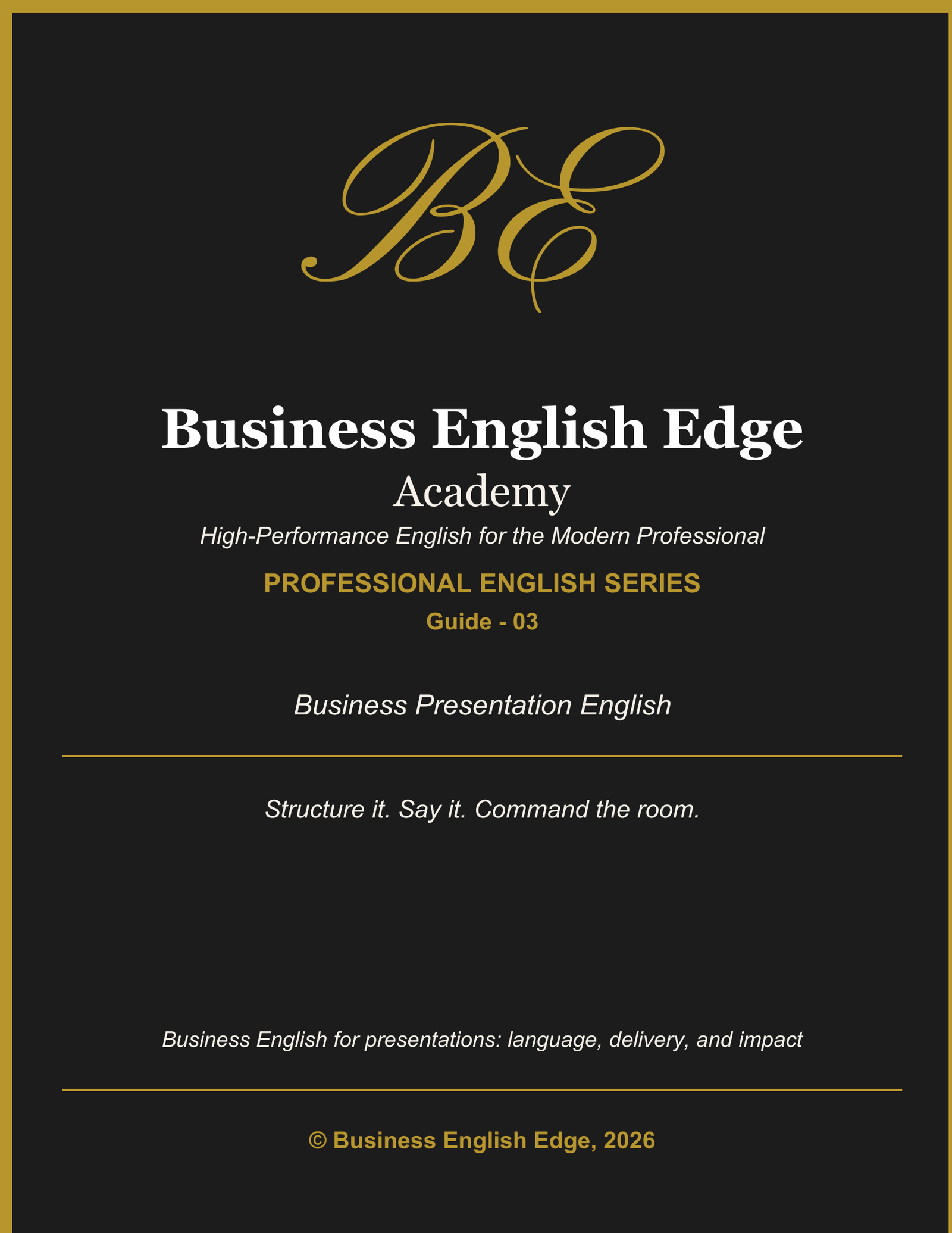 Business English Edge Professional English Series cover for English for Presentations, a PDF for B1-C1+ level professionals
