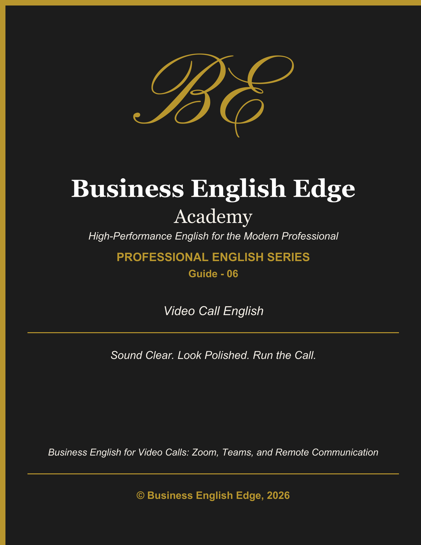 Business English Edge Professional English Series cover for English for Video Calls, a PDF for B1-C1+ level professionals