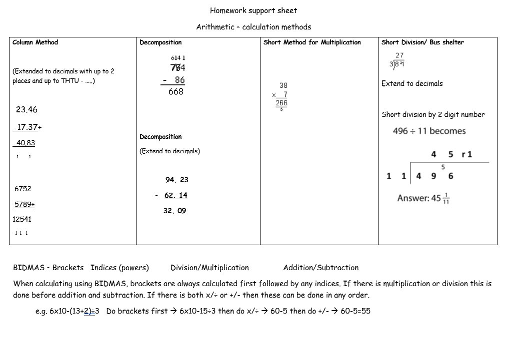 homework worksheet answers