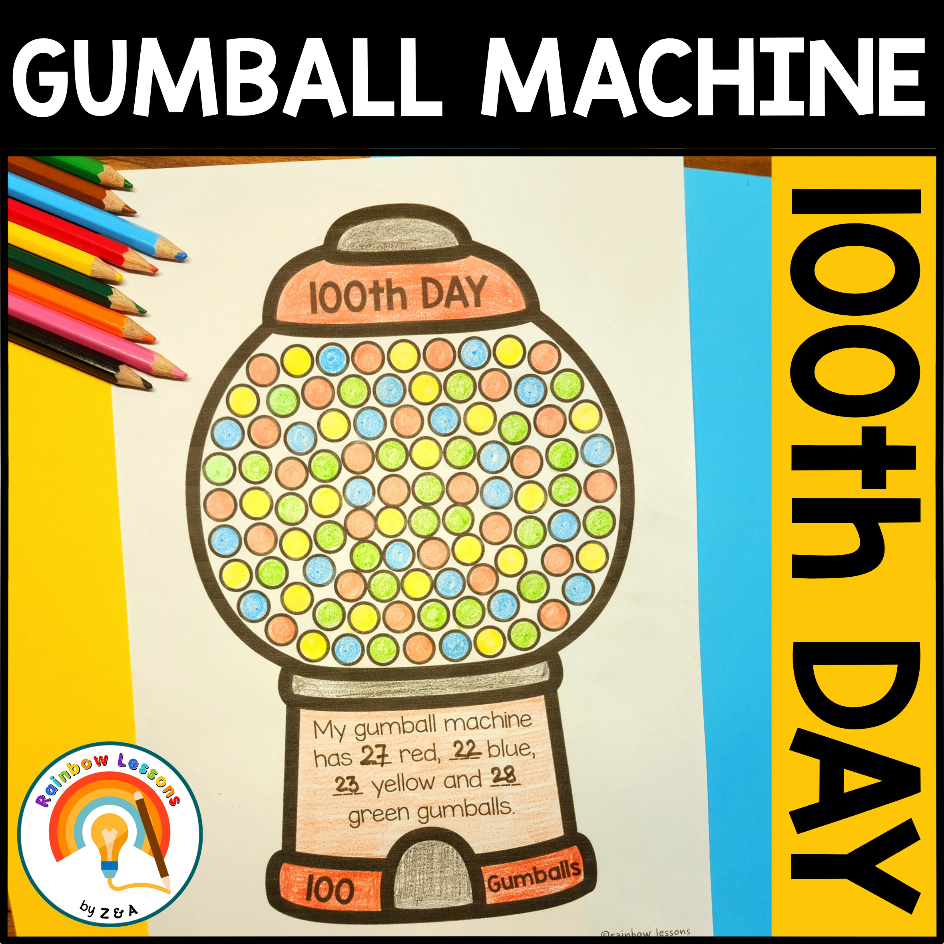 100th Day gumball machine activity for children.