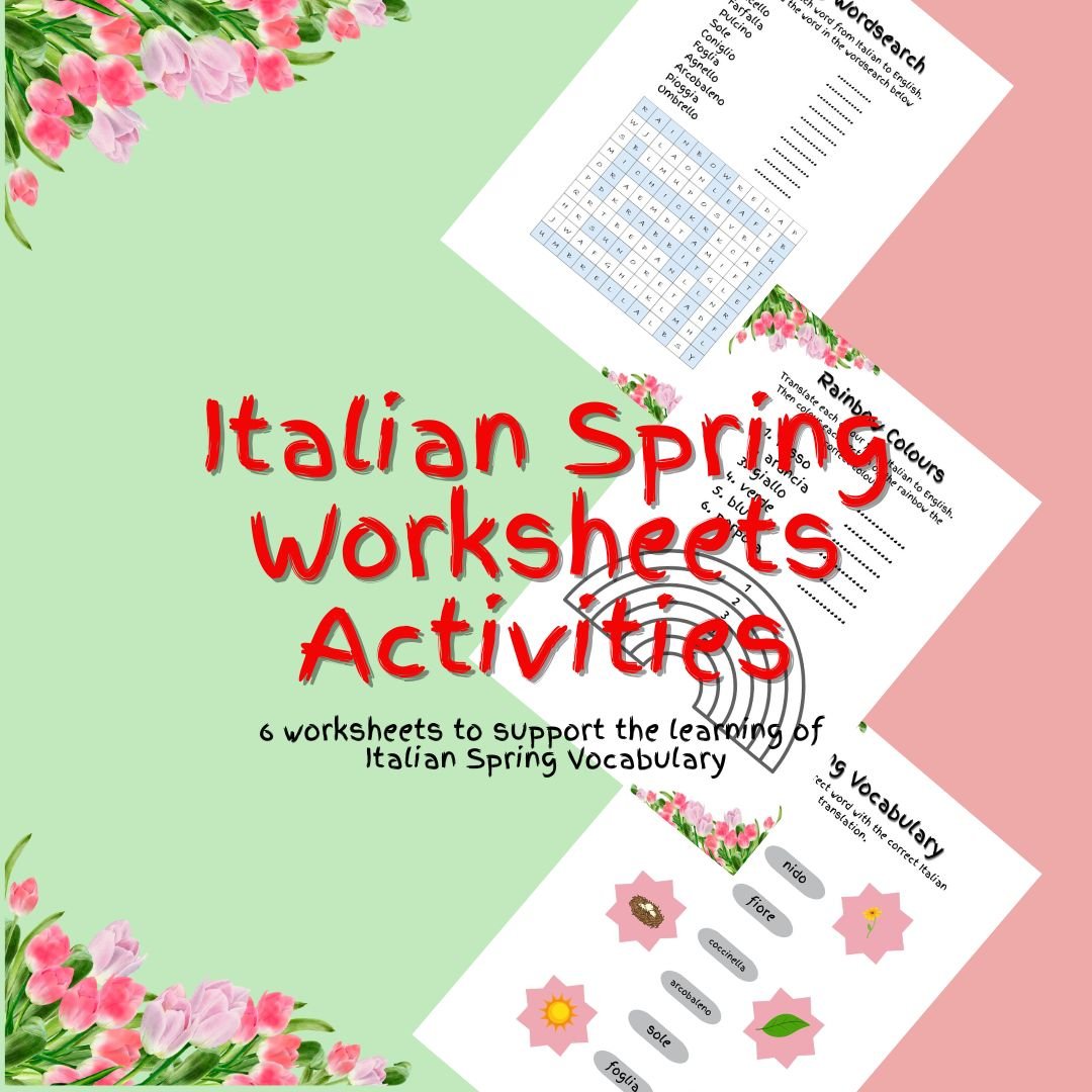 Italian spring vocabulary worksheets and activities.