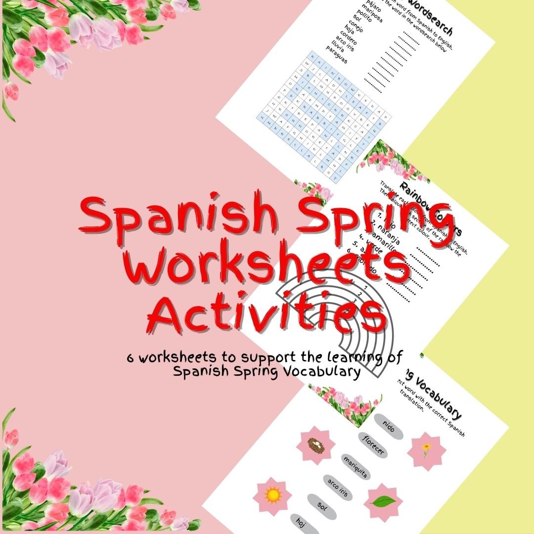 Spanish spring worksheets and activities cover shown.