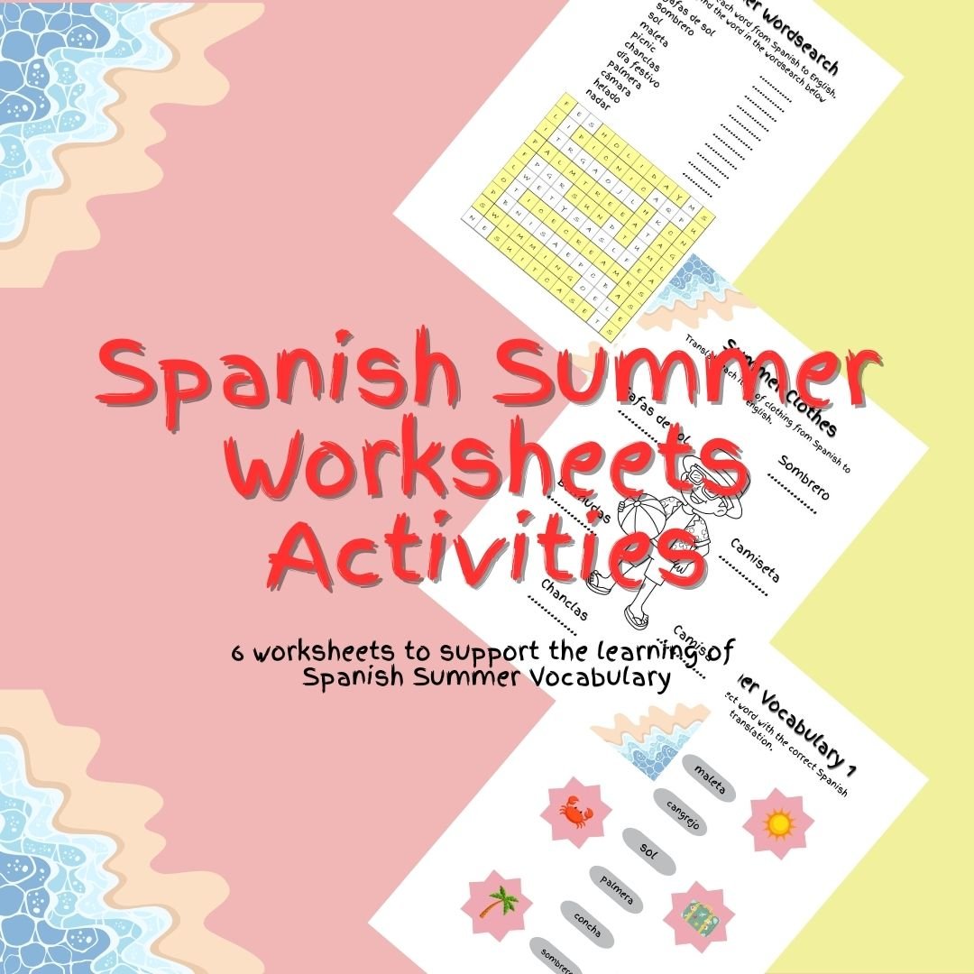 Spanish summer vocabulary learning worksheets