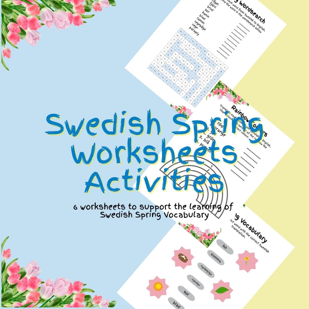 Swedish spring vocabulary worksheets and activities.