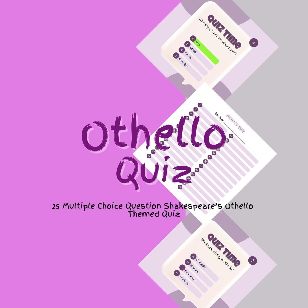 Shakespeare's Othello multiple choice quiz cover.