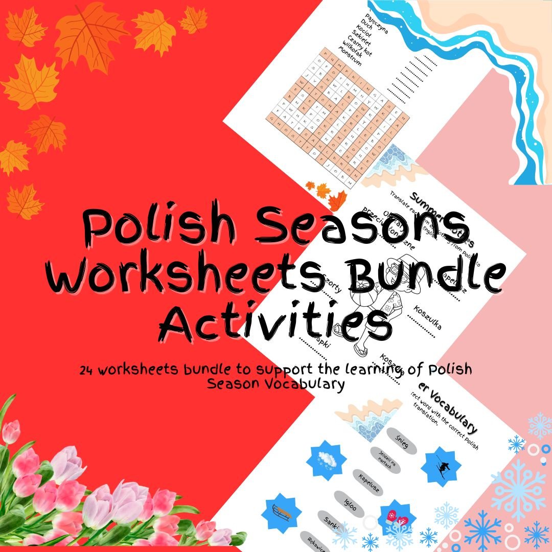 Polish seasons vocabulary worksheets bundle with activities.