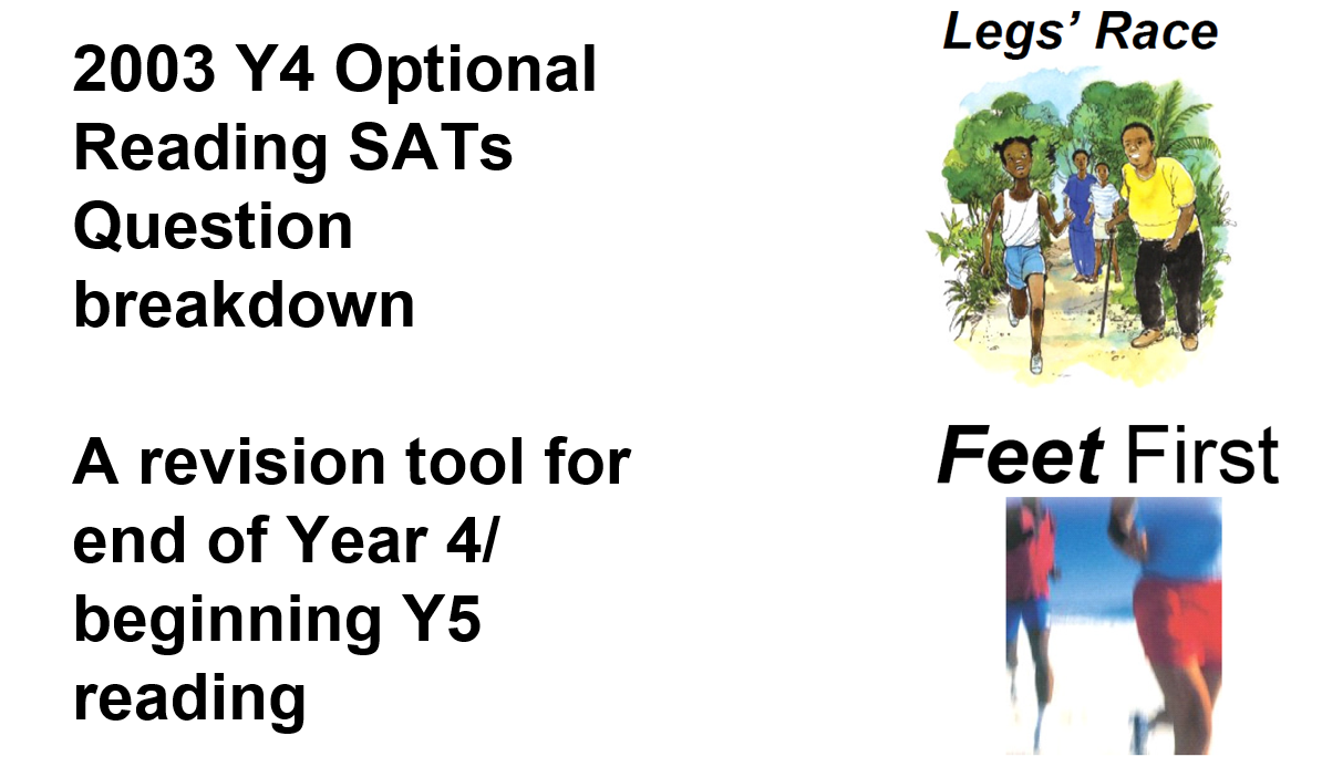 Year 4 reading SATs revision tool with running illustration.