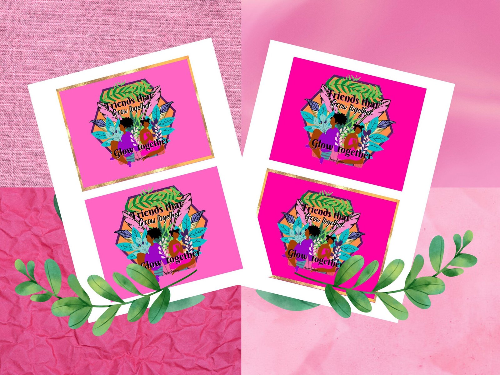 Colourful Friendship Quote Art with Leaves