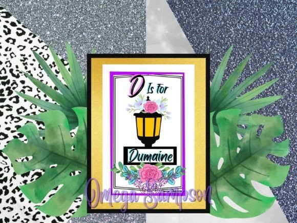 D is for Dumaine, floral lamp design.