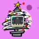 Christmas tree with electronic circuit decoration.
