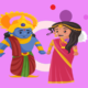 Animated Hindu deities in traditional attire