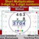 Short multiplication worksheets for classroom use.